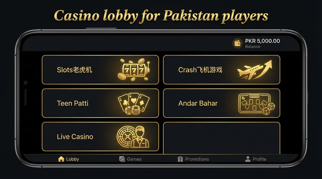 Lobby view of Pak 777 for Pakistan users